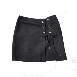 Divided H&M Lace Up Faux Suede Miniskirt SZ 6